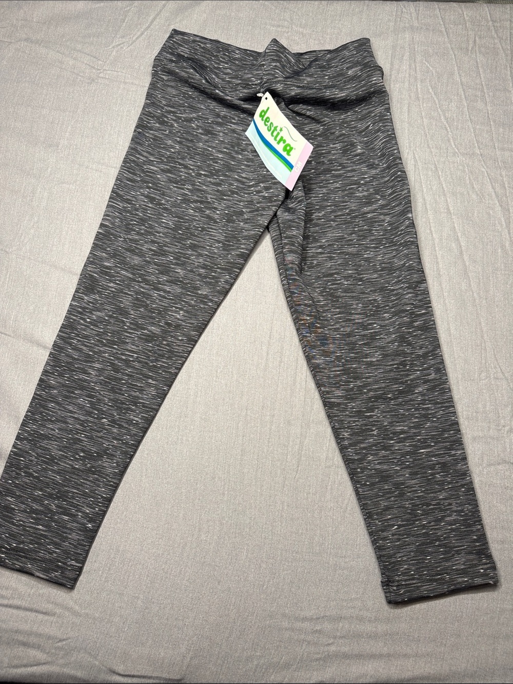 Girls' Gray Marled Stretch Leggings by destira
